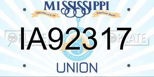 IA92317 Mississippi License Plate