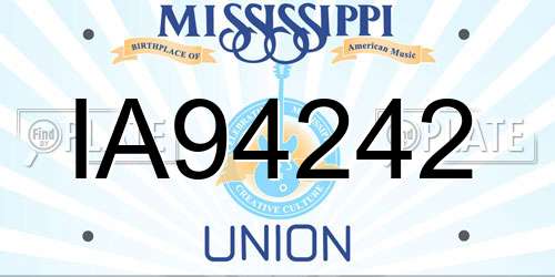 IA94242 Mississippi License Plate