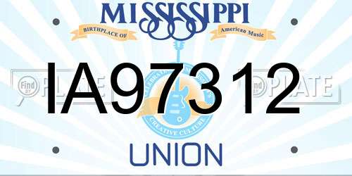 IA97312 Mississippi License Plate