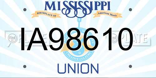 IA98610 Mississippi License Plate