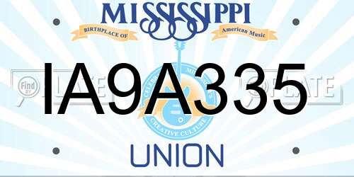 IA9A335 Mississippi License Plate