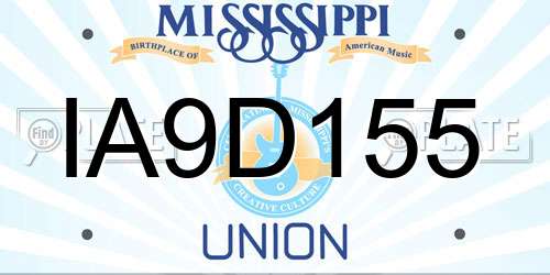 IA9D155 Mississippi License Plate