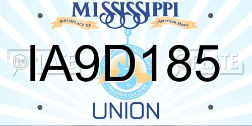 IA9D185 Mississippi License Plate