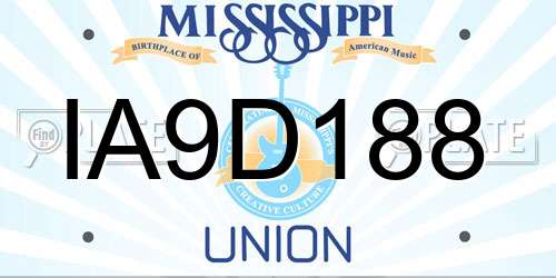 IA9D188 Mississippi License Plate