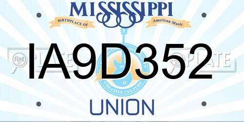 IA9D352 Mississippi License Plate