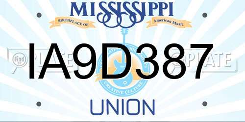 IA9D387 Mississippi License Plate