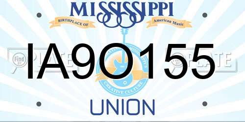 IA9O155 Mississippi License Plate