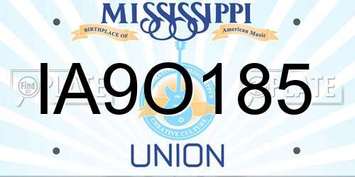 IA9O185 Mississippi License Plate