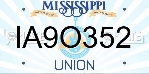 IA9O352 Mississippi License Plate