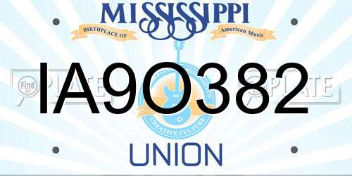 IA9O382 Mississippi License Plate