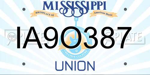 IA9O387 Mississippi License Plate