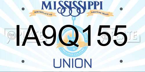 IA9Q155 Mississippi License Plate