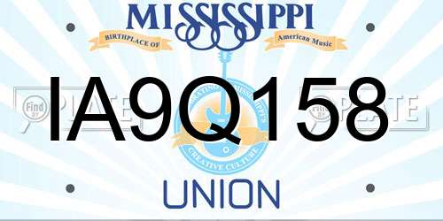 IA9Q158 Mississippi License Plate
