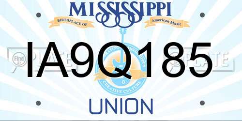 IA9Q185 Mississippi License Plate