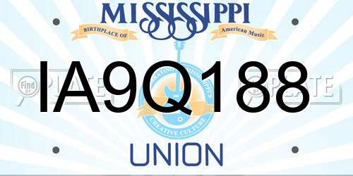 IA9Q188 Mississippi License Plate