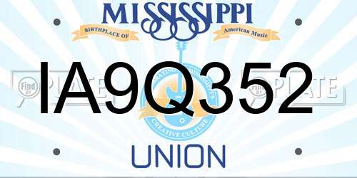 IA9Q352 Mississippi License Plate