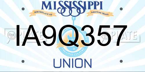 IA9Q357 Mississippi License Plate