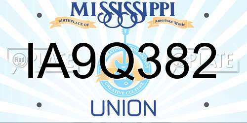 IA9Q382 Mississippi License Plate