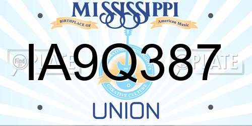 IA9Q387 Mississippi License Plate