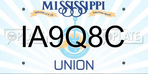 IA9Q8C Mississippi License Plate