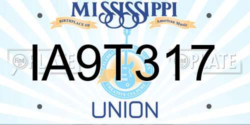 IA9T317 Mississippi License Plate