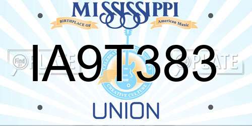 IA9T383 Mississippi License Plate