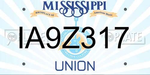 IA9Z317 Mississippi License Plate