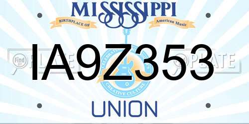 IA9Z353 Mississippi License Plate