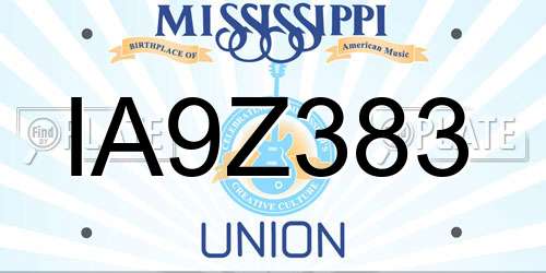 IA9Z383 Mississippi License Plate