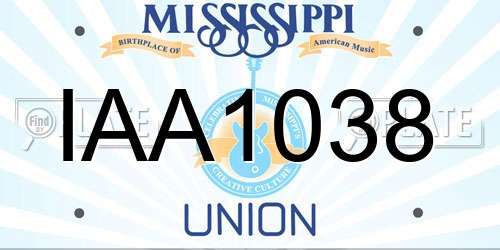 IAA1038 Mississippi License Plate