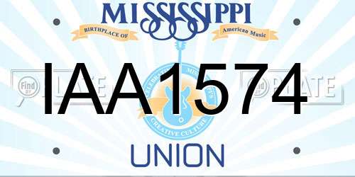 IAA1574 Mississippi License Plate