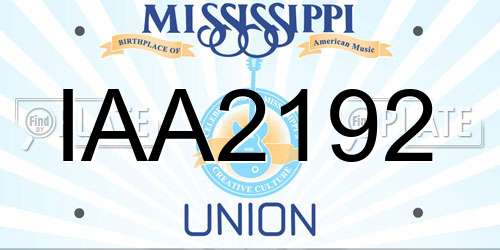 IAA2192 Mississippi License Plate