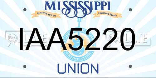 IAA5220 Mississippi License Plate