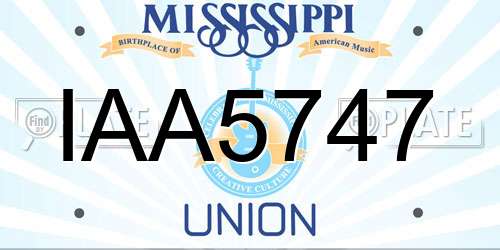 IAA5747 Mississippi License Plate