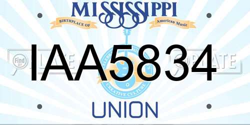IAA5834 Mississippi License Plate