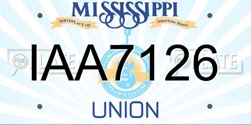 IAA7126 Mississippi License Plate