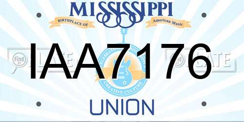 IAA7176 Mississippi License Plate
