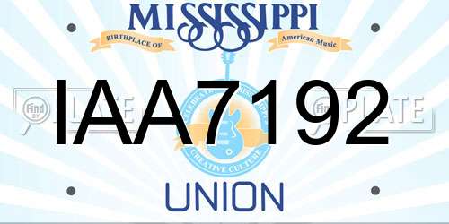 IAA7192 Mississippi License Plate