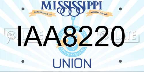 IAA8220 Mississippi License Plate