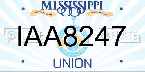 IAA8247 Mississippi License Plate