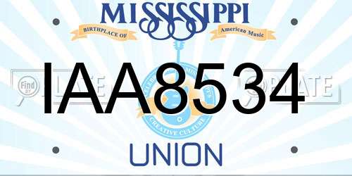 IAA8534 Mississippi License Plate