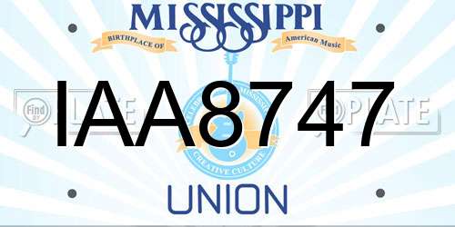 IAA8747 Mississippi License Plate