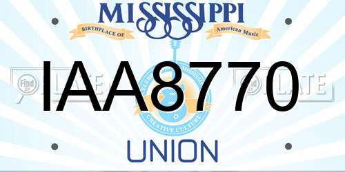 IAA8770 Mississippi License Plate