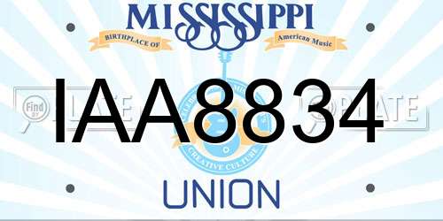 IAA8834 Mississippi License Plate