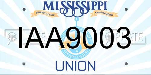 IAA9003 Mississippi License Plate