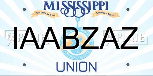 IAABZAZ Mississippi License Plate