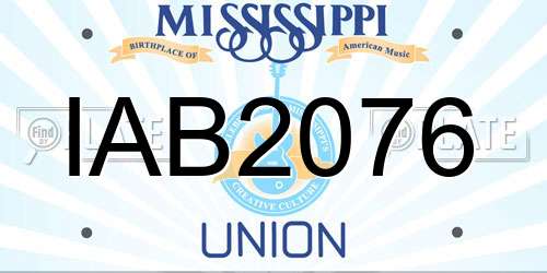 IAB2076 Mississippi License Plate