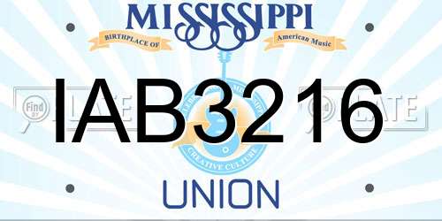 IAB3216 Mississippi License Plate