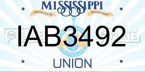 IAB3492 Mississippi License Plate
