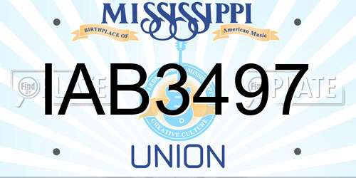 IAB3497 Mississippi License Plate